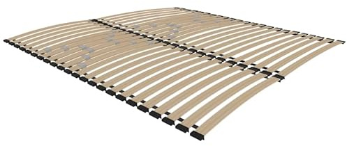 BDW DUALFLEX Lattenrost, 250kg, Bettrahmen, Verstellbarer Betteinsatzrahmen, Buchenholz, Härteregulierung im Lendenbereich, 46 Streifen ! (180x200)