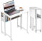 HOMCOM Folding Desk with Storage Shelf and Bag, 63 cm Foldable Computer Desk for Small Spaces, Space Saving Writing Table on Wheels for Home Office, Bedroom, Easy Assembly, White