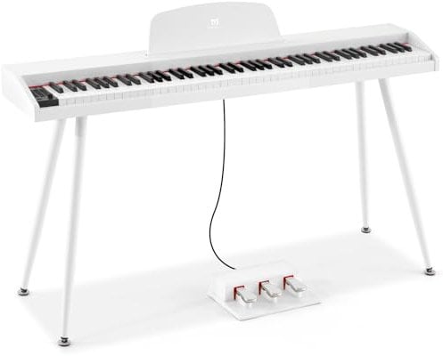 MUSTAR 88 Tasten Digital Piano für Anfänger, Keyboard Piano Volle Größe mit 3 Pedaleinheiten, Portable E-Piano, Home Digital Piano mit MIDI-USB und Ständer, Weiß