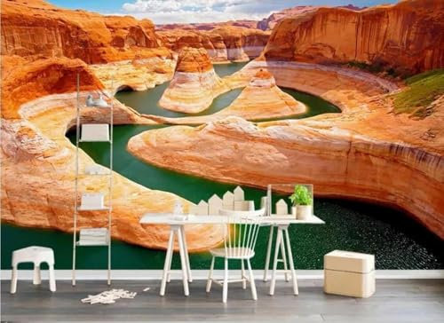 Tzxztt Montagne CréAtive RivièRe Expansion Spatiale Papier Peint 3d Moderne En Soie GaufréE MatéRiau IdéAl Pour Le Salon Et La Chambre à Coucher-350cm×256cm