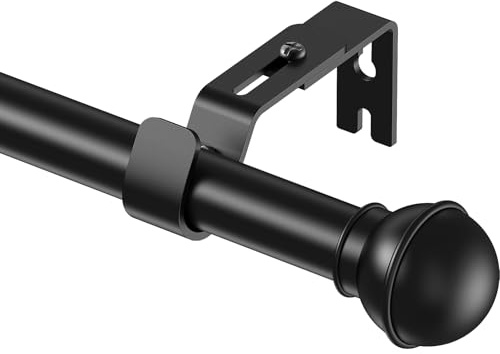Yeabett Gardinenstange, 80-232cm vorhangstange ausziehbar | 22mm Schraub-Stangenset mit Höhenverstellbaren Trägern | Starke Rostfrei für Wohnzimmer, Schlafzimmer, Küche, Badezimmer, Schwarz