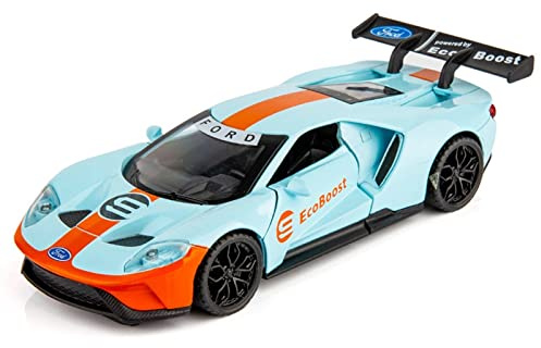 1 32 für Ford GT Heritage Edition Racing Alloy Druckguss Modellauto Sound und Licht Spielzeugauto(Blau)