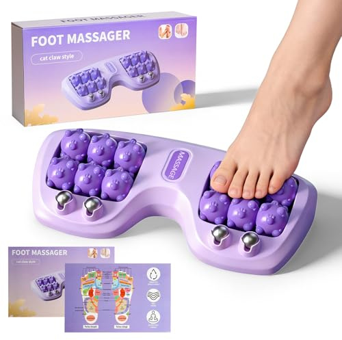 Rouleau Massage Pied,Masseur Pieds Double Taille,Portable Rouleau De Massage Plantaire Inclus Schéma Réflexologie Plantaire,Idéal pour Pieds Raides,Yoga,Sports (Violet)