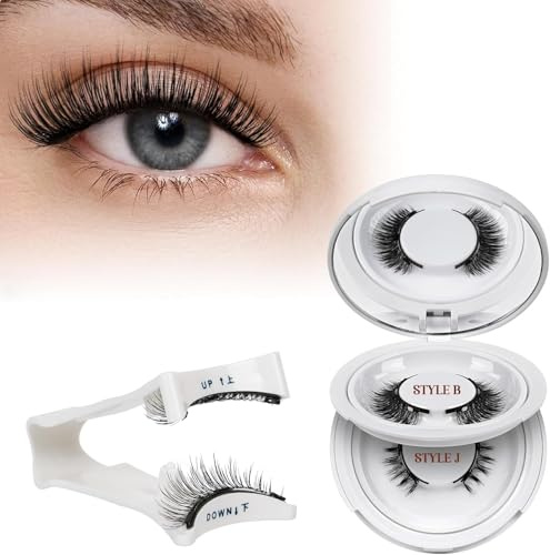 QUEWEL Magnetic-Eyelashes with Applicator, 2 Pairs Magnetic-Lashes with Applicator, No Glue Needed False Lashes, Easy to Wear and Remove (B+J-4)