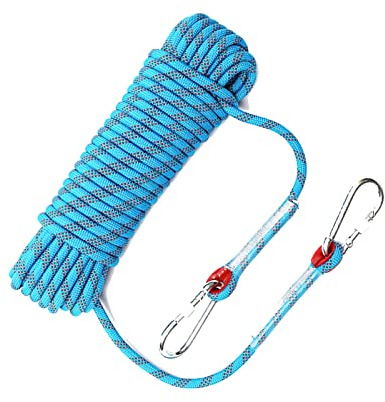 Corde de sécurité multifonction avec double mousqueton pour escalade et évasion d'urgence