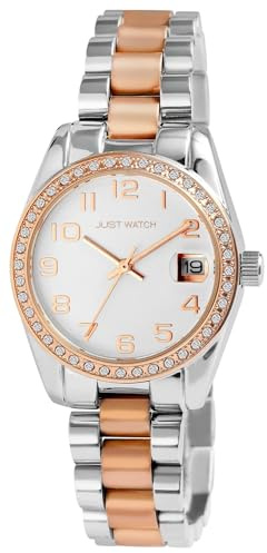 Just Watch Damen Armbanduhr Gliederarmband Analog, Gesamtlänge 19 cm, Edelstahlarmband – 5 ATM (Bicolor)