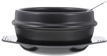 KOCKSHION Bibimbap Topf aus Keramik 1100ml mit Untersetzer Sicherer Schwarzer Keramiktopf für Zuhause und Küche für Geschmortes Hühnchen und Reis