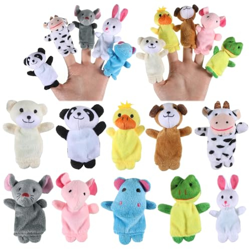 KFHENSOMR 10 Pcs Finger Puppets Set, Soft Velvet Plush Toys for Teacher | Animal, Small, Soft, Educational, Party Favours, Birthday Party Bag Fillers