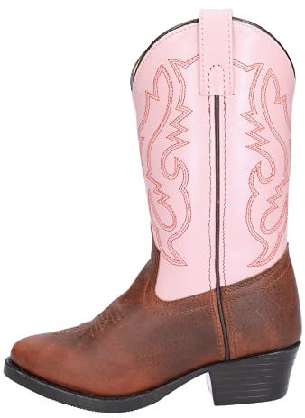 Smoky Mountain Boots Kids Monterey Boot, Brown/Pink, 9.5 Little Kid