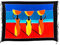 Kascha Sarong Pareo Wickelrock Strandtuch Tuch Wickeltuch Handtuch - Blickdicht - ca. 170cm x 110cm - Blau Rot Hell Blau mit Afrika Motiv Handgefertigt inkl. Kokos Schnalle in Rauteform