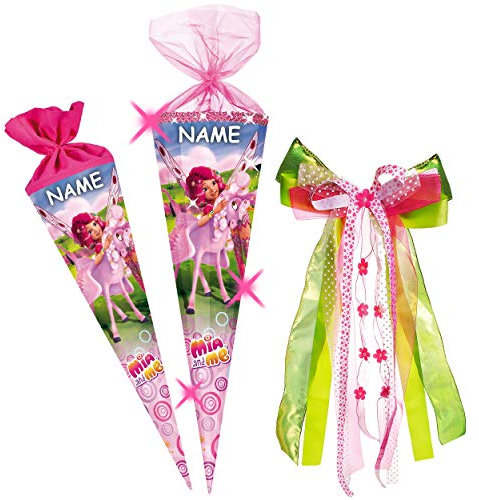 alles-meine.de GmbH mit 3-D Effekt - Glitzer ! Schultüte - Mia and Me - Einhorn Kyara - 70 cm - rund - incl. große 3-D Effekt Schleife - Organza Abschluß - Zuckertüte -..