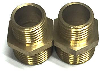 VEDA 2 pecs Brass Hose Tap Connector Male Thread Plumbing Water Pipe Adaptor Fitting 13 Sizes (1/4 BSP to 3/8 DN8 to DN10)