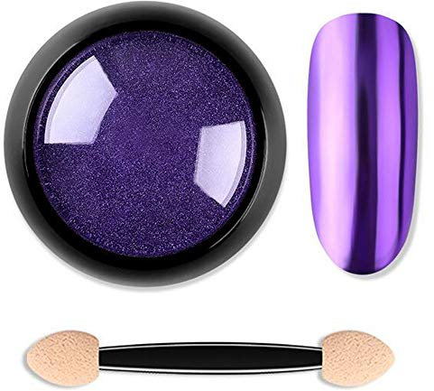 Uhat Nail Art Glitter Mirror Chrome Powder Rainbow Laser Holographic Nail Powder Dust DIY Manicure Pigment (Deep Purple)