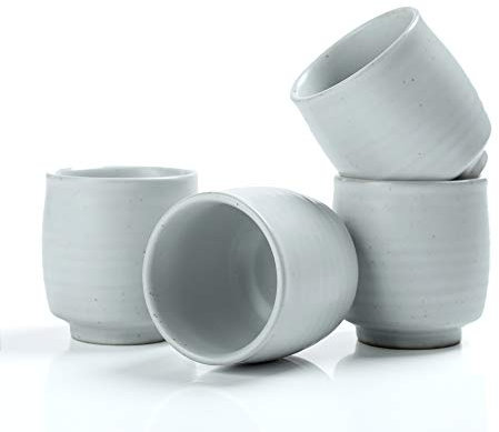 TEANAGOO Chinese Tea Cups, 5.8 oz, Ruware, Ivory White, 4 pcs/Box, TC07, Asian Tea Cups No Handles