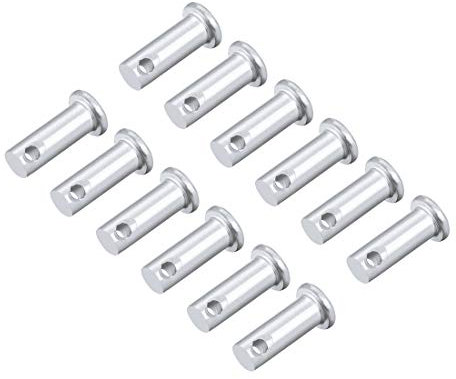 sourcing map 12 Stück Gabelbolzen Einloch Flachkopf Rundbolzen, Verzinkung Massiver Stahl,8mm X 20mm