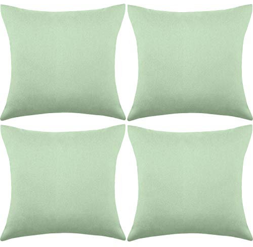 4 Packungen Dekorative Outdoor Terrasse Balkon wasserdichte Kissenbezüge, Quadratische Garten Kissenhülle, PU Beschichtung Kissenbezug für Couch, Bett, Sofa und Balkon, 18 x 18 Zoll (Hellgrün)
