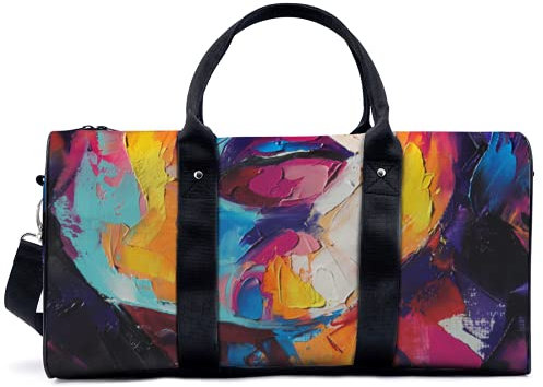 Ölgemälde von schönen Mädchen Sport Turnbeutel Reise Yoga Camping Große Schulter Duffle Bag Leichte Canvas Tote Bag Holdall für Damen und Herren