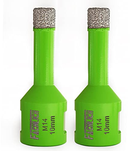 FACHLICH Broca de Diamante,2PCS 10mm M14 Vacío Soldadura para Perforación en Seco Porcelana Azulejo Granito Mármol