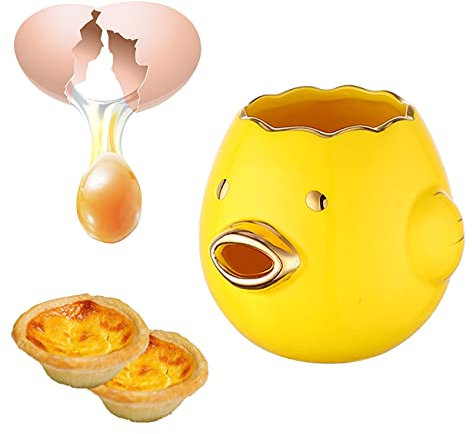 ZhiLianZhao Ceramic Egg Yolk Separator Filter, Vomiting Chicken Kitchen Gadgets, Easy to Clean, for Baking Cakes, Making Pastries,Yellow