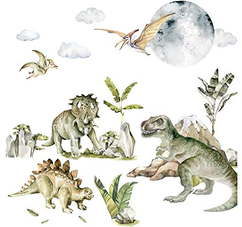 Grandora XXL Dinosaurier Wandtattoo Mond Wandsticker Dino für Baby Kinderzimmer Wandaufkleber Wanddeko DL819-2