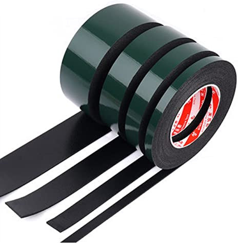 VEDA Schaumstoff-Klebeband, doppelseitig, wasserfest, 25 m, 10/15/20/25/30 mm, Schwarz, 2 mm dick (Mix-Packung, 5 Rollen je 5 Meter)