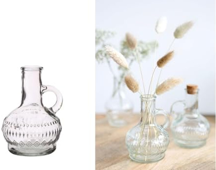 NaDeco Glasvase klein 'Lille', Höhe 10cm, Durchmesser 7 cm, viele Farben zur Auswahl | Glasflasche | Bunte Dekoflasche | Kleine Glas-Flaschen | Kleine Deko-Vasen | Deko-Blumenvase, Farbe:Glasklar