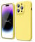 oakxco for iPhone 14 Pro Phone Case Liquid Silicone, Cute Thin Slim Soft Rubber TPU Plain Smooth Gel Cover for Women Girl, Matte Solid Protective & Shockproof, Yellow