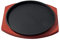 perfk 21 Cm Padelle Grill, Padella Ghisa, Ghisa per Carne, Piastra in Ghisa per Barbecue, Piatto da Bistecca in Ghisa con Base in Legno/Padella Rotonda per Grigliate di Pesce Sfrigolante, 21 Cm