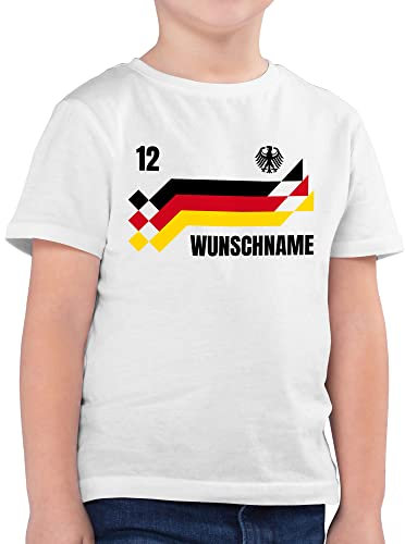 Kinder T-Shirt Jungen - 2026 Fussball WM Fanartikel - Deutschland Trikot mit Name und Nummer Germany - 104 (3/4 Jahre) - Weiß - deutschlandtrikot fußball em 2024 t Shirt fußball. German Tshirt