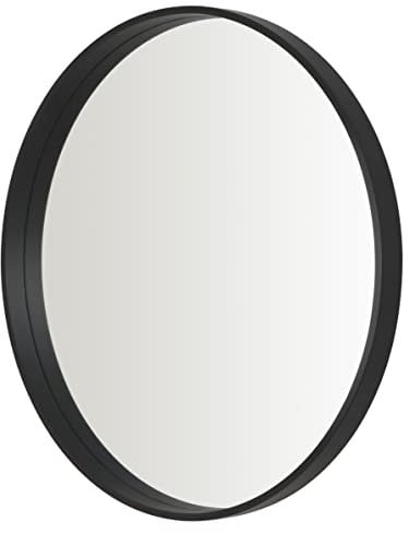 Home Selections Black Round Wall Mirror, 50cm, Wooden Deep Framed Circle Mirror