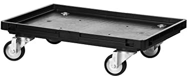 SSI Schäfer Transportroller für Kisten im Maß 600 x 400 mm mit 4 Lenkrollen, ESD leitfähig Logistikroller Lastenroller Rollwagen Eurobehälter Euroboxen schwarz - 94283