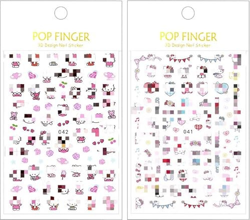 Kids Nail Stickers - APDDHJ Toddlers Cat Self-Adhesive DIY Nail Stickers Decor for Girls Kids Party Bag Fillers Nail Manicure Decals Birthday Gift