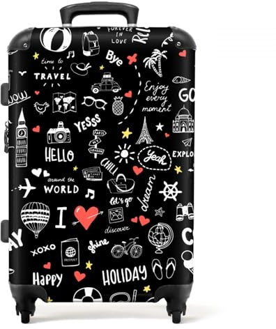 NoBoringSuitcases.com valigia grande 20-23 kg, media, trolley medio, rigida, rigido, da stiva, valigie grandi, bagaglio, leggera, medie rigide, con 4 ruote girevoli, 67 cm - 72 L, Modello di viaggio