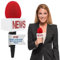 Nicky Bigs Novelties Adult News Anchor Microphone Prop - Fake News Microphone with Flag, Plastic Wireless prop for Reporter, Anchorman, Journalist Costume, Career Day, Halloween - Black, One Size