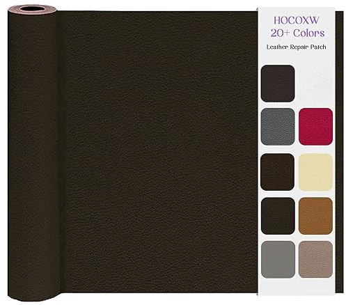 Kunstleder Selbstklebend Leder Reparatur Set, 40 x 160cm Lederflicken Selbstklebend, Kunstleder Reparaturset Leder Patch Kit für Sofa, Bürostuhl, Couch, Kopfteile, Möbel,Autositze,Taschen(Dunkelbraun)