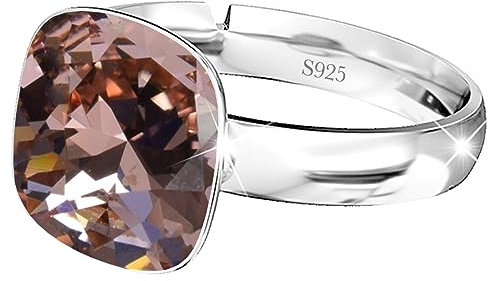 925 Sterling Silber 44 farben Ringe für Damen Verstellbarer mit Marken Kristalle, Glänzend Cubic Zirkonia Ring Fingerring Kommt in Schmuck Geschenk Box (Vintage Rose)