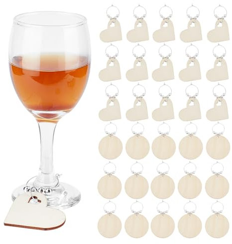 nbeads 30 Stück 2 Stile Weinanhänger Aus Holz, Weinglas-Anhänger Edle DIY-Dekorationsanhänger Kennung Für Cocktail Champagner Motto Verkostungspartys Hochzeitsgeschenk