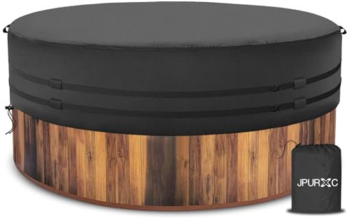 Copertura rotonda per vasca idromassaggio - 600D Oxford resistente agli strappi telo copertura piscina per vasca idromassaggio, resistente all'inverno resistente ai raggi UV (Φ190*30cm H, Nero)