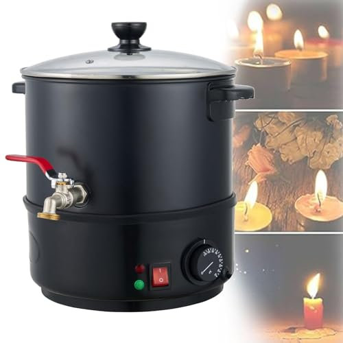 AAADRESSES Fundidor De Cera para Hacer Velas,Crisol Cera EléCtrico,Limpieza FáCil,Kit para Hacer Velas,con Pico Y Control Temperatura,para ProduccióN Granel Velas Negocio O Hogar,Negro,10L