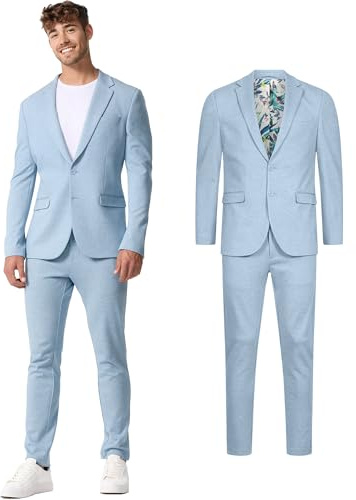 JEFF Herren JFEzra Anzug Set 2-teilig Anzugjackett und Hose Herrenanzug | Klassischer 2-teiliger Anzug mit Stretch in Regular Fit, Herrensakko, Anzughose, Businessanzug, Hochzeitsanzug für Männer
