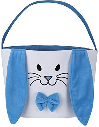 Osterkörbchen Osterkorb Kinder Osternest Korb Häschen-Stoffkörbe Taschen Häschenohr-Baumwoll-Ostertasche Osterhasen-Taschen Haushalt & Organisatoren Deckentasche Osterkorb Mit Henkel (Blue, One Size)