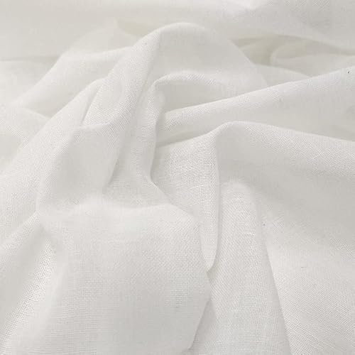 Panini Tessuti, Tejido ligero 100% algodón de gasa transpirable vendido por recorte 150 cm de altura (blanco, 1 metro)