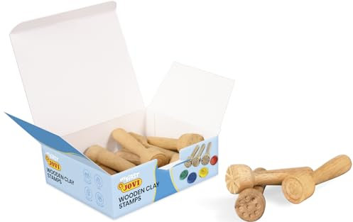Jovi Knetwerkzeug zum Modellieren mit Knete (12 Holzstempel mit 3 verschiedenen Motiven)