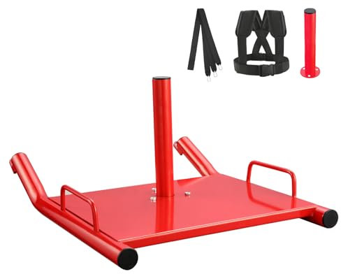 VEVOR Unisex – Erwachsene Krafttraining Zugschlitten, Rot, 520 x 406 x 240 mm