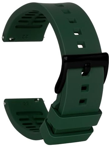 TStrap Bracelet Montre Silicone 22mm - Vert Dégagement Rapide Intelligente Bracelets pour Homme Femme - Souple Caoutchouc Watch Strap Connectée Boucle Replacement - 18mm 19mm 20mm 21mm 22mm 24mm