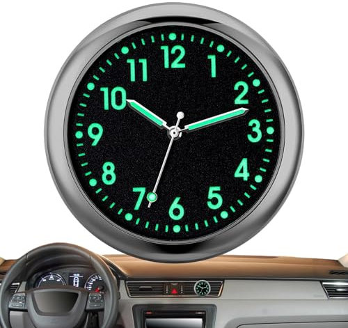 Auto Armaturenbrett Uhr, Dashboard Uhr, Car Dashboard Clock, Auto Uhr mit Doppelseitigem Aufkleber und Lüftungsclip, Quarz-Autouhr für Auto Innendekoration (schwarz leuchtend)
