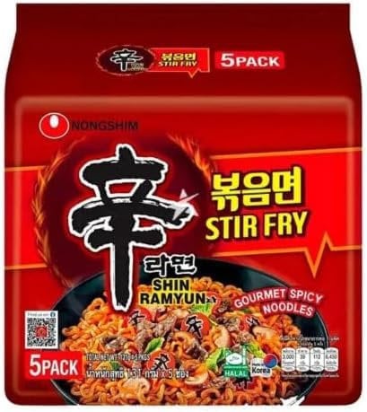 Nong Shim SHIN Ramyun Stir Fry Ramen Gourmet Spicy Noodles 131g x 5 packs HALAL