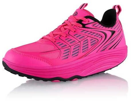 Fusskleidung® Damen Herren Sneaker Abrollsohle leichte Gesundheitsschuhe Pink Schwarz EU 37