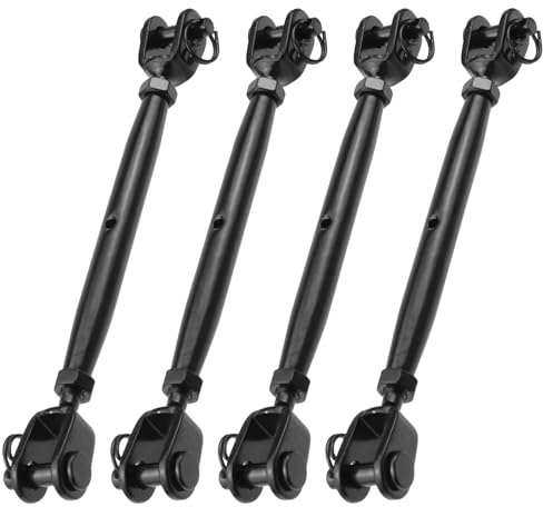 Antrader Lot de 4 tendeurs M6 en acier inoxydable à double mâchoire M6 - Tendeur de fil en acier inoxydable - Noir