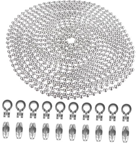 AUTSUPPL Stainless Steel Necklace Set Beaded Roller Chain Chain Connector 4.5mm Bead Diameter 20pcs Connectors